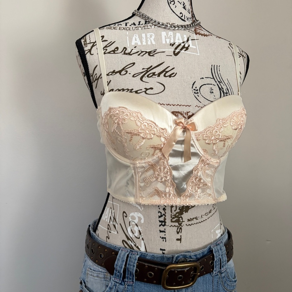 cream lace mesh coquette girl bralette top